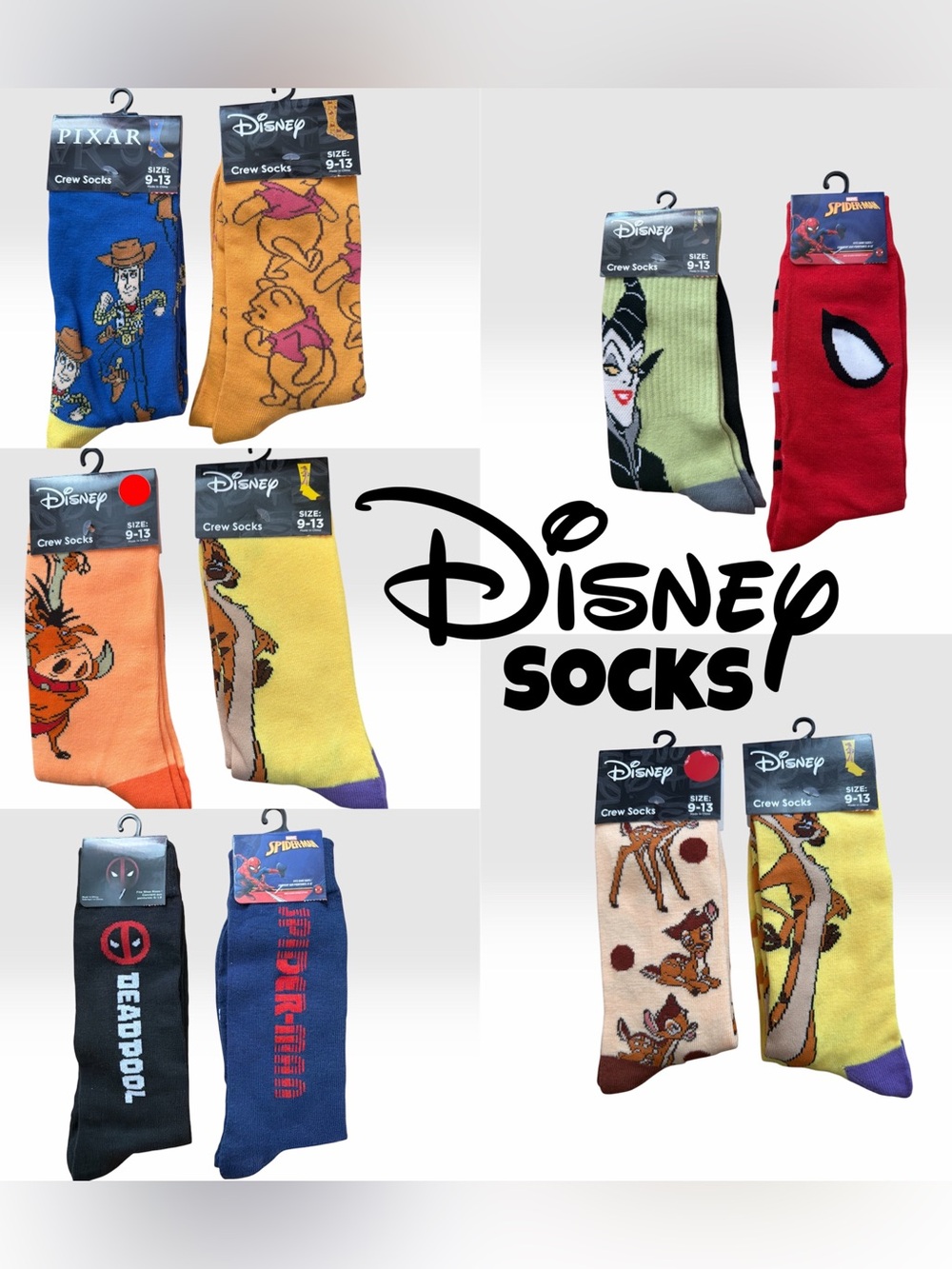 ⭐️ Bundle 5 for $13 • Disney Graphic Crew Socks - 2 Pairs
